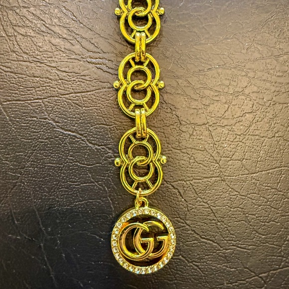 GUCCI GG Charm drop Y necklace Lariat Upcycled 14k Gold plated - Picture 5 of 5
